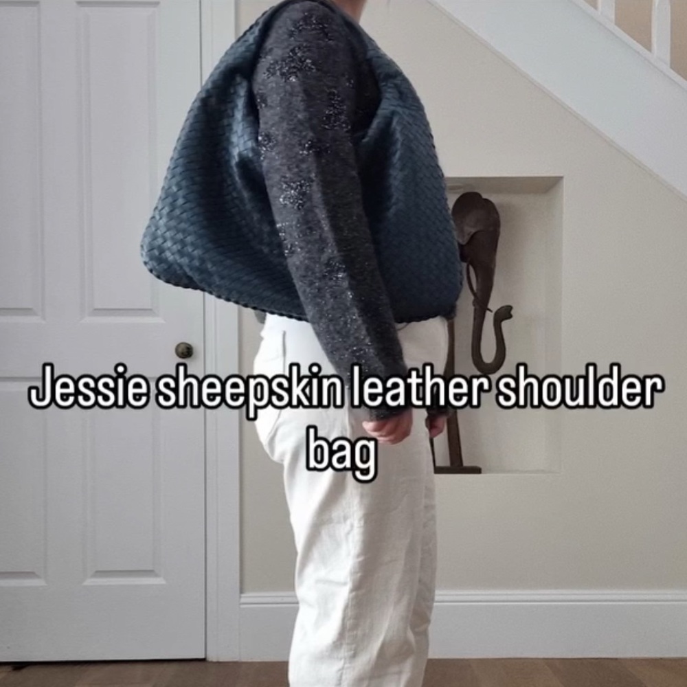 NWOT SHEEPSKIN GRAY LEATHER HOBO BAG - Picture 5 of 9